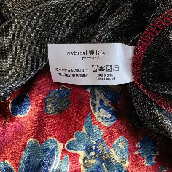 Natural Life Lisa Velvet Maxi Skirt Women Red Floral Large Boho Feminine - Picture 7 of 9